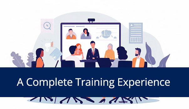 a graphic of people learning in person and virtually